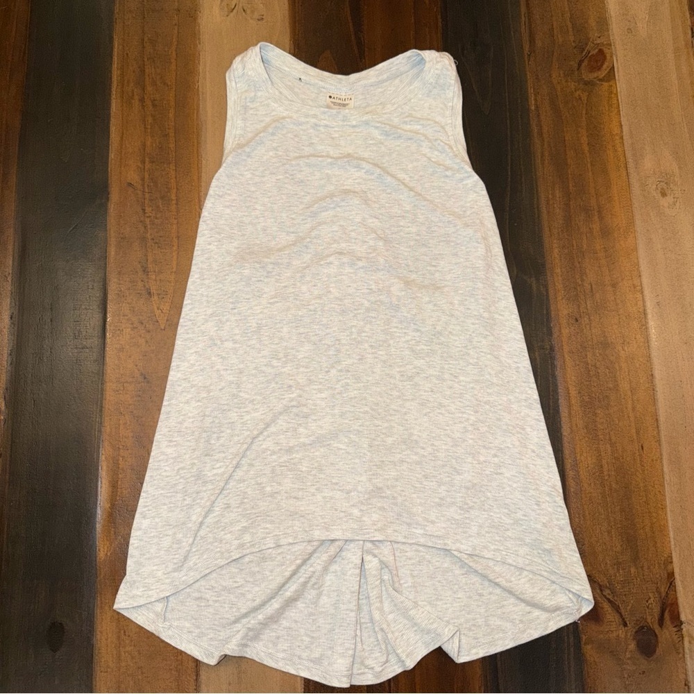 Athleta Grey Ribbed Racer Back Tank - Picture 1 of 3